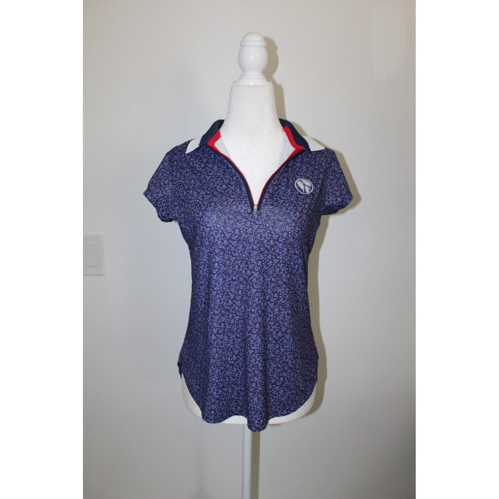 Peter Millar Womens Presidents Cup 2022 Quail Hollow Golf Polo Shirt Navy Blue S